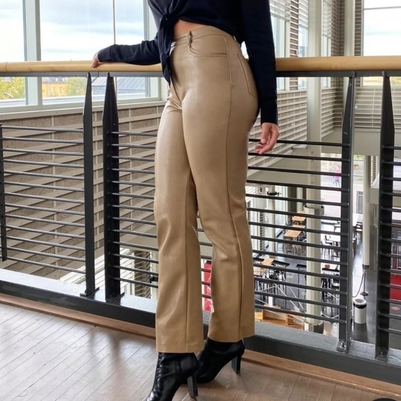 Aritzia Wilfred Melina Faux Leather Pants Beige Size Tall 16 - Picture 5 of 15